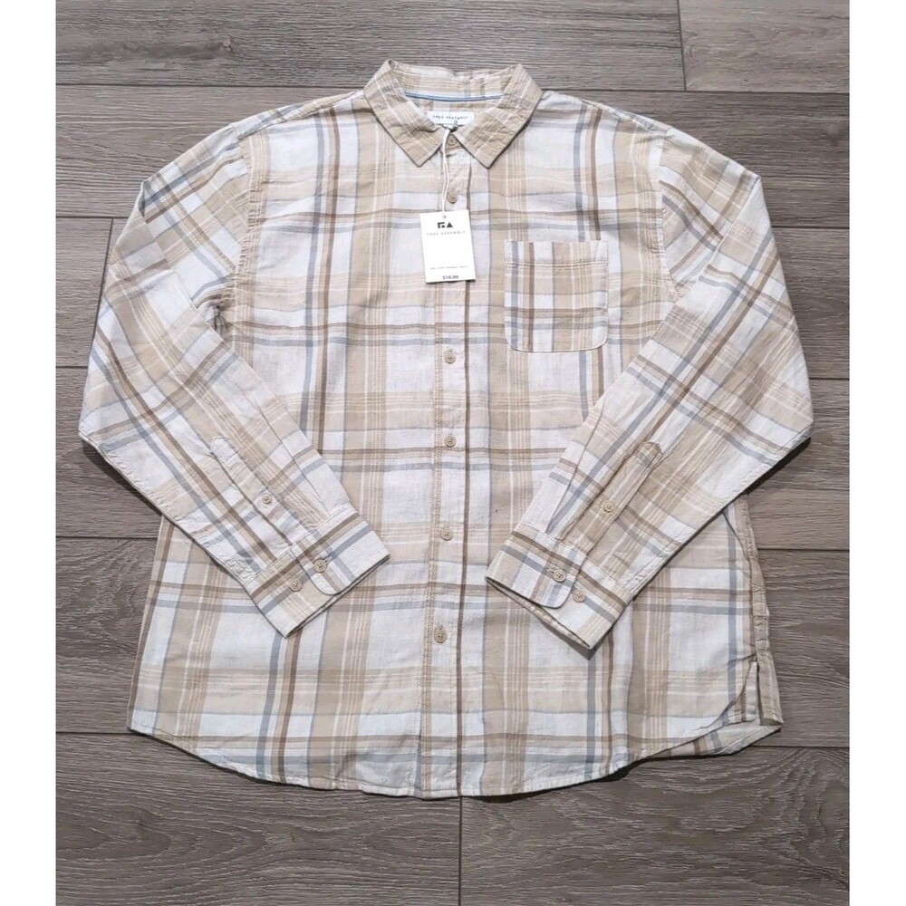 LOT/2 FREE ASSEMBLY PLAID BUTTON FRONT SHIRTS LONG SLEEVE MENS SIZE L   NWT - Picture 8 of 16